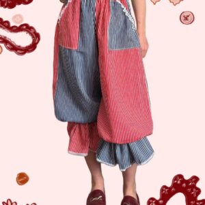 Bloomersy w granatowo czerwone pasy