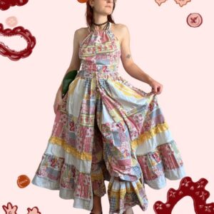 Komplet trzyczęściowy patchwork - bloomersy, spódnica i top